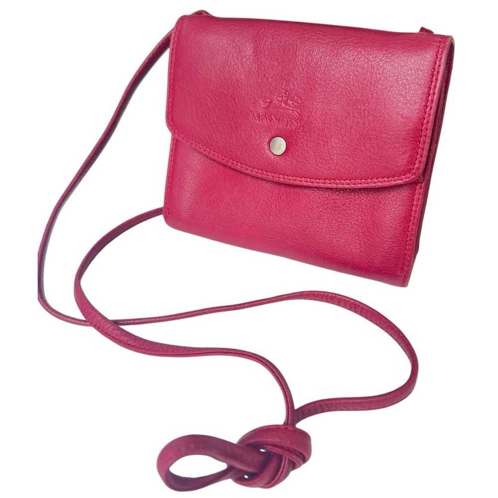 Mancini Women's Red Leather Clutch Wallet‎ Belt Wallet Crossbody Convertible Bag